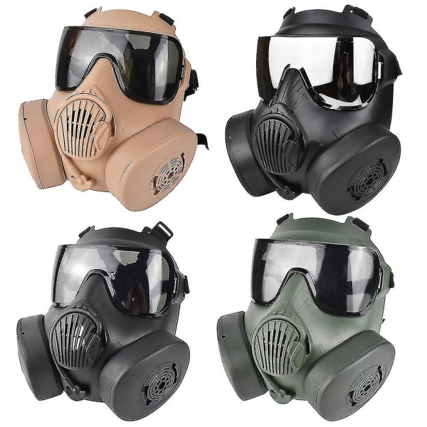 Skyddande taktisk andningsmask Helmask gasmask för militär Airsoft-skytte Jakt Cykling Cs-spel Rollspelsskydd (Silversvart)