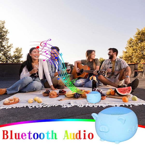 Sød kæledyr gris formet Bluetooth-højttaler (blå)