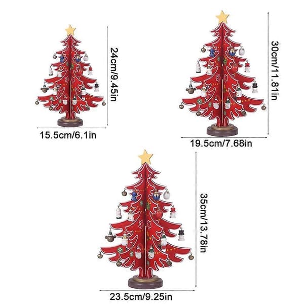 Julgransprydnad - Juldekoration i trä för skrivbordet red small