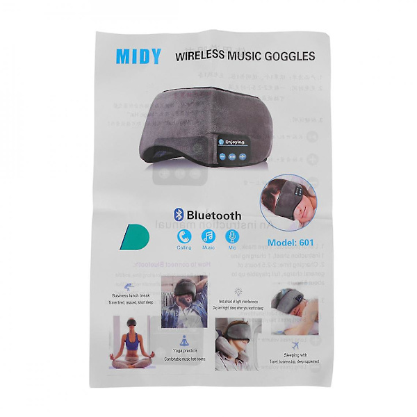 Langaton Bluetooth 5.0 -kuulokkeet Unimaski Korvatulpat Musiikkisoitin Korvatulpat Kutsuttu Musiikkitaide Hengittävä Unimaski Korvatulpat(harmaa)