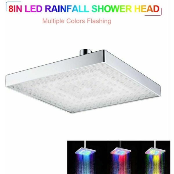 LED regnbruserhoved Firkantet brusehoved Flere farver Automatisk farveskiftende brusehoved til badeværelse