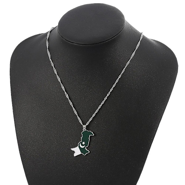 Pakistan Karta Nationell Flagg Hänge Halsband För Kvinnor Män Mode Karta Etnisk Halsband Smycken Present För Pakistanska Vänner（Guld）