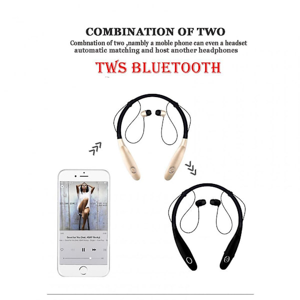 Bluetooth 4.0 Trådlösa Hörlurar In Ear Knappkontroll Sport Vattentät Brusreducerande Headset Hängande Krage | Bluetooth Hörlurar