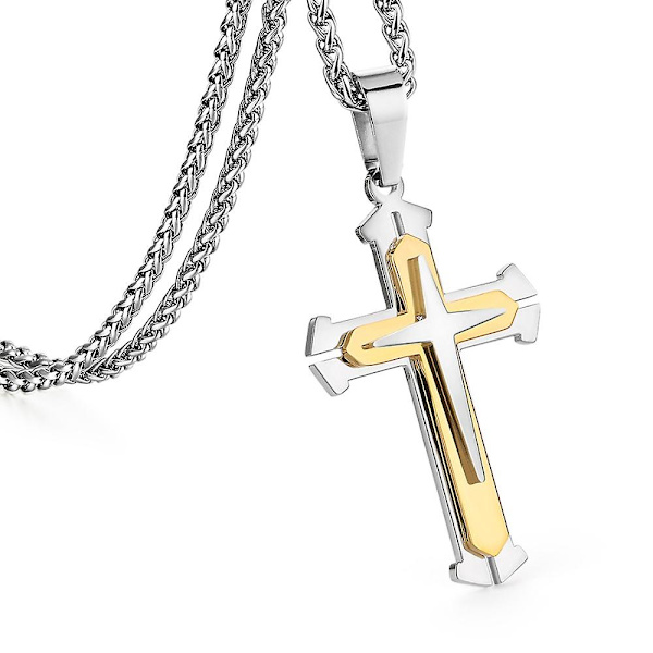 Knight Cross Pendants Halskjeder Trendy Rustfritt Stål Flettet Kjede Halskjede for Menn Body Statement Smykker Gave NC128