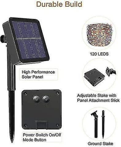 [2-pack] Solcellsslinga Utomhus, 12m 120 LED Vattentät 8 Lägen Dekorationsbelysning [energiklass A+++]