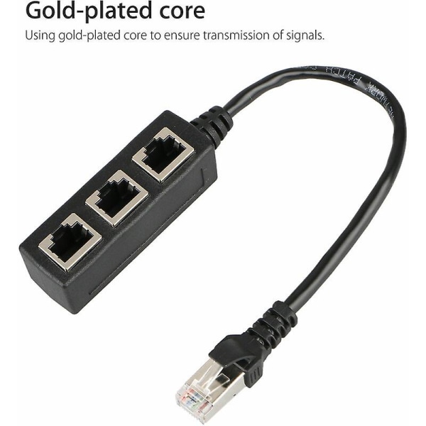 Rj45 Ethernet 1 till 3-ports splitterkabelnätverk med Cat5, Cat5e, Cat6, Cat7 adapteruttag