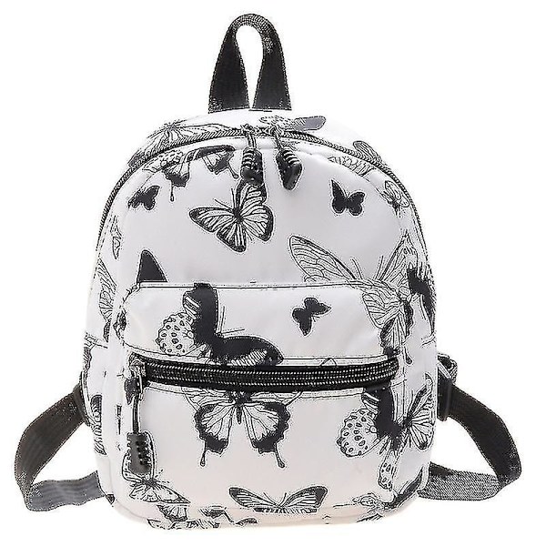 Söpö reppu pehmeä ja makea tyttömäinen College Style Canvas opiskelija koululaukku（musta perhonen）