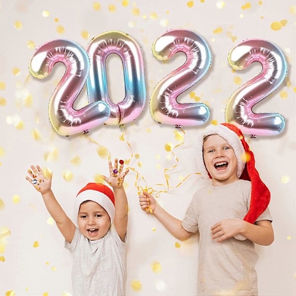 Guld Silver 2022 Ballonger Siffror, 16 Tum - Nyårsafton Festtillbehör 2022 2022 Guldfolie Ballonger, Gott Nytt År Dekorationer 2022 Nyårsafton