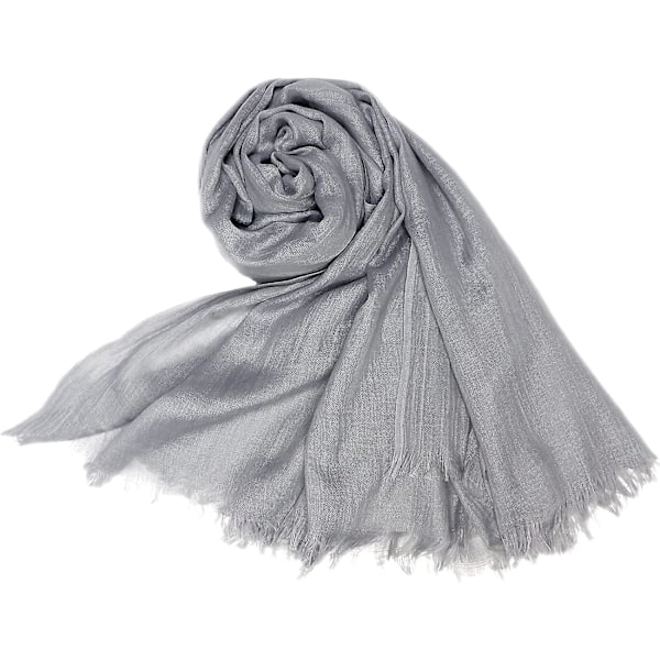 Kvinder Sommer Tørklæder Letvægts Stor Lang Gaze Sjal Linned Strand Wrap Plain 7543,Grå