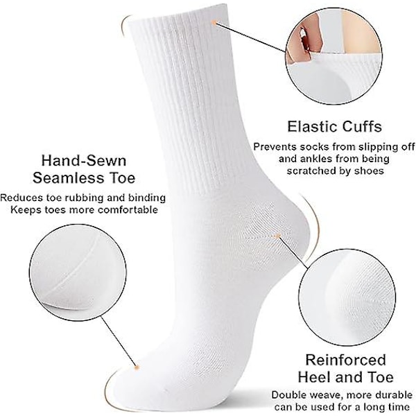 Womens Cotton Crew Socks, Thin Soft Comfort Breathable Dress Socks, Above Ankle Crew Socks for Business, Casual/White black(10 Pairs)Size:6-9