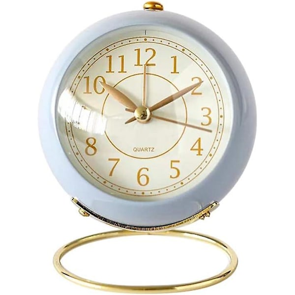 Classic Non-Ticking Tabletop Alarm Clock with Backlight, Battery Operated Desk Clock with HD Glass