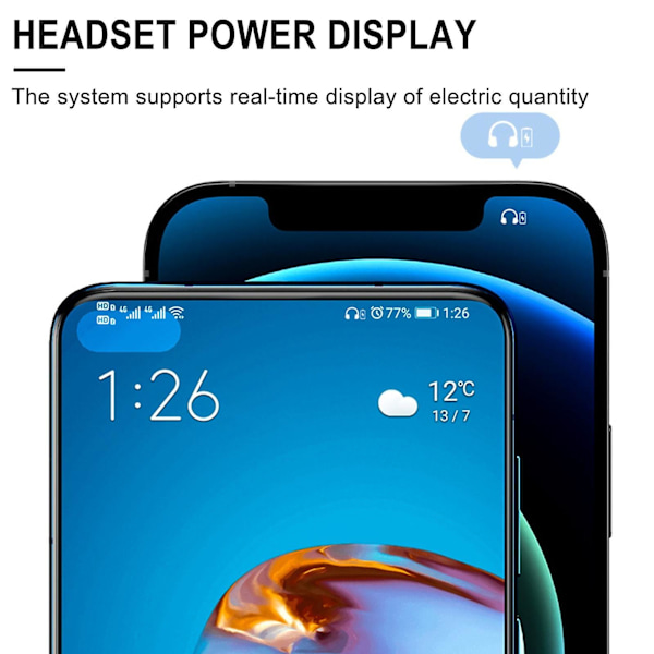 Yksipuolinen kuuloke mikrofonilla Bluetooth 5.2 Kuuloke LED-näyttö Vedenpitävä kuuloke Langaton handsfree-kuuloke