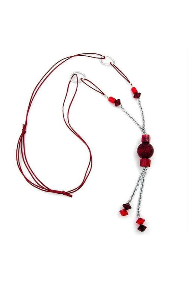 Halsband Röda Pärlor 90cm - Gl02782