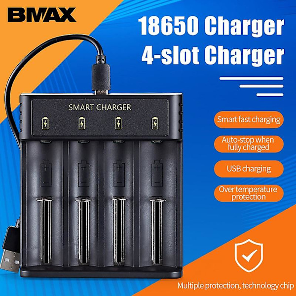 Batteriladdare, 18650 batteriladdare, smart USB Li-ion 18650 batteriladdare, 18650 batteriladdare pris, högkapacitetsladdare, 4-slitsladdare, li-ion 1