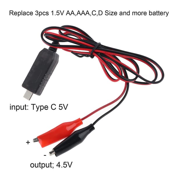 Ersätt 3x Aa Aaa Batteri Eliminator Usb C 5v Till 4.5v Steg-ner Kabel För Leksaker