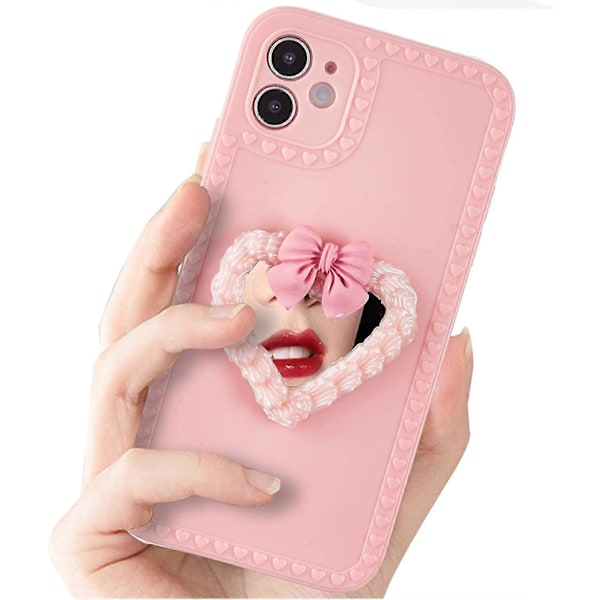 Hjärtformad Spegel iPhone-fodral Kompatibelt med iPhone 11 Lyxigt Fodral för Flickor och Kvinnor Söt Mode Kawaii TPU Silikon Skyddande