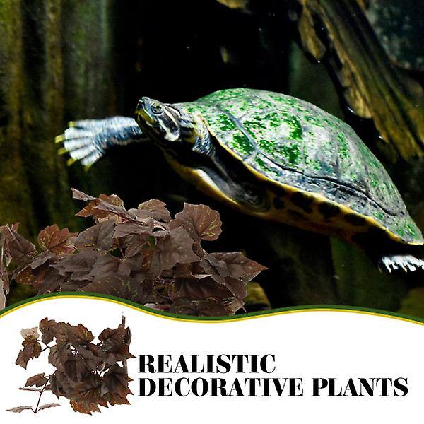 Reptilväxter för terrarium Amfibiehabitat Dekor Konstgjorda hängande växter med sugkopp（14X5X30cm，Som visas）