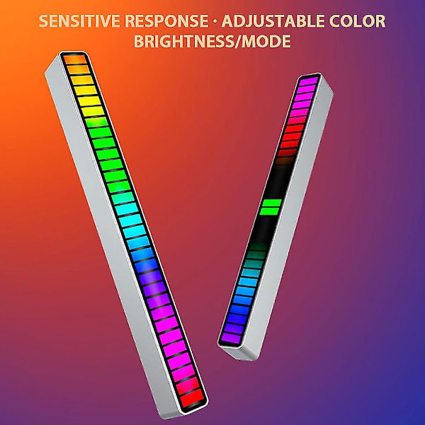 Musik Atmosfære Lys, Musik Lydstyring Led Strip Lys Multifunktionel Pickup Stemmelampe Usb（Hvid）