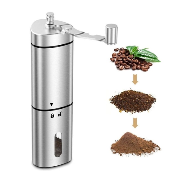 Bærbar kaffekværn i rustfrit stål, håndkaffekværn, keramisk gratkværn, vaskbar håndkværn