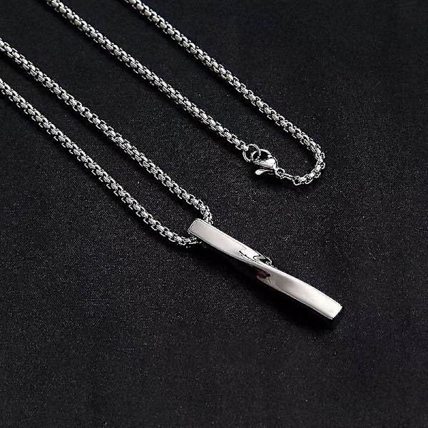 Silverfärgad spiralformad hängsmyckeshalsband för män, trendigt, enkelt, punkigt, coolt nyckelben