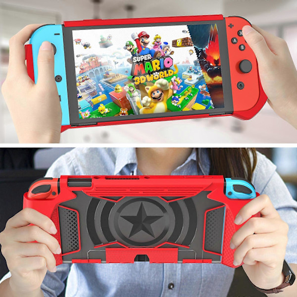 Passar Nintendo Switch OLED skyddande fodral, ultratunt avtagbart 2021 spelkonsolfodral - Svart