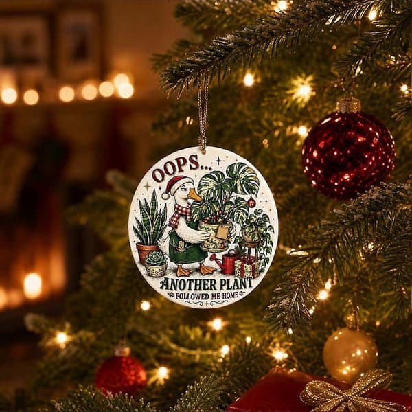 Jul-akrylhänge för växtälskare med dubbelsidigt tryck – Botanisk humor-present D