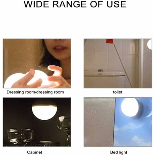 Peilivalot, Hollywood Style Himmennettävät LED-meikkipeililamput imukupilla kylpyhuoneen meikkipeiliin, USB ladattava meikkipeili (B)
