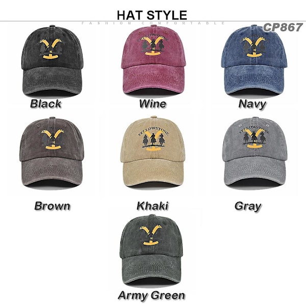 Europeisk og amerikansk Y-trykt baseballcaps Yellowstone brodert toppluet vasket og laget gammel buet brem caps Yellowstone caps