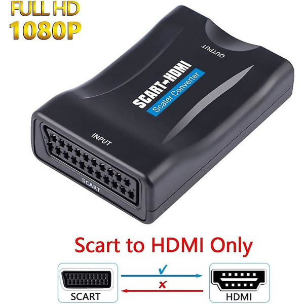 Scart till HDMI-omvandlare, Scart till 1080p/720p HDMI-ljudvideoadapter med HDMI-port