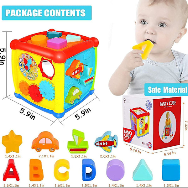 6 i 1 Kub Leksak Flerfunktionell Aktivitetskub Baby Leksaker 18 Månader Baby Musikleksak