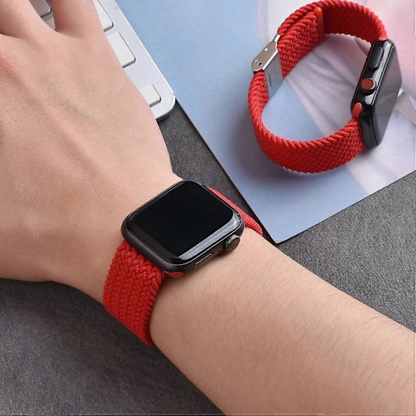 Justerbar Flätad Solo Loop med Spänne Kompatibel med Apple Watch Band 42mm 44mm 45mm Mjuk Armband Stretch Nylon Elastiskt Band för iWatch Serie