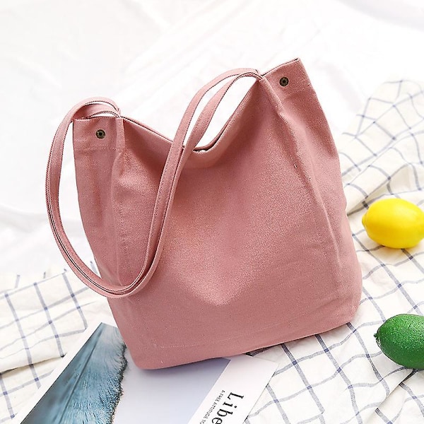 Kvinnor Canvas Tote Bag Axelväskor Handväskor Stor Kapacitet Shoppingväska Strandväska, 1 st - ROSA