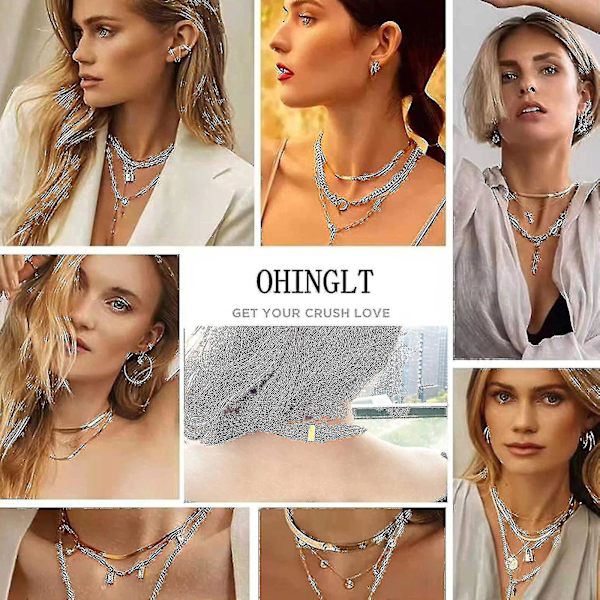 Magnetiskt halsband med skikt, distanserande låsspänne för kvinnor