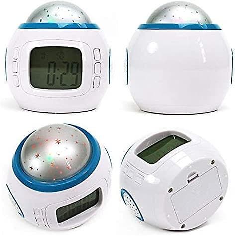 LED digital vekkerklokke med stjerneprojektor, musikk, kalender, timer, termometer for barn og smågutter