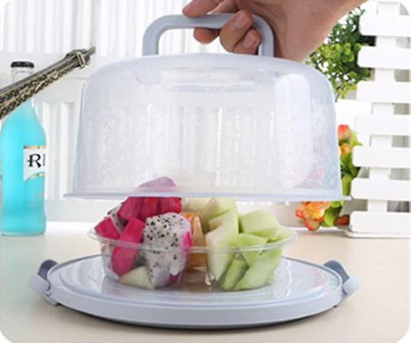 Rund kakebeholder med hette Frisk kakebeholder Frisk kakeklokke Kakeform Kakeboks Plastkake