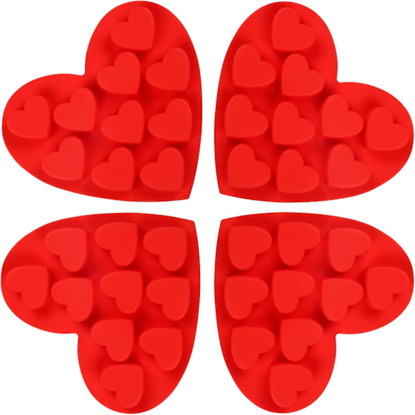 4 stk. hjerteformede silikoneforme, non-stick chokolade- og slikkeforme, silikone bageforme