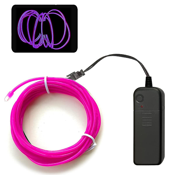 1m Neon Snor Ledning Med Batteripakke Neon Blinkende Elektroluminescerende Ledning Til Fest, Halloween Dekoration, Lilla