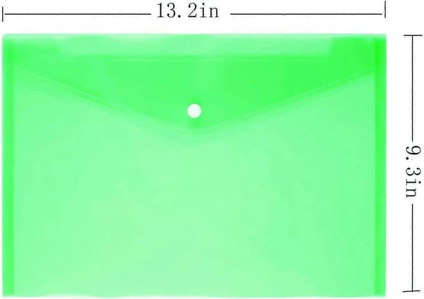 Poly Kuvert 12 st Dokumentkuvert med Knappkvalitet Transparent Dokumentmapp för A4-storlek (Grön)