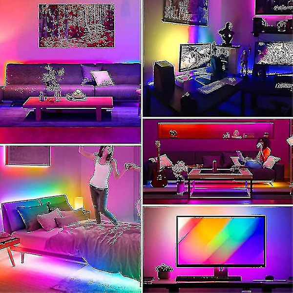 20m LED-lampor Bluetooth RGB-lampor LED-bandlampor med 44-tangenters fjärrkontroll Musiksynkronisering Färgförändrande LED-stämningsremsa Fule53-2835 24key Bt-kontakt-20m Full S