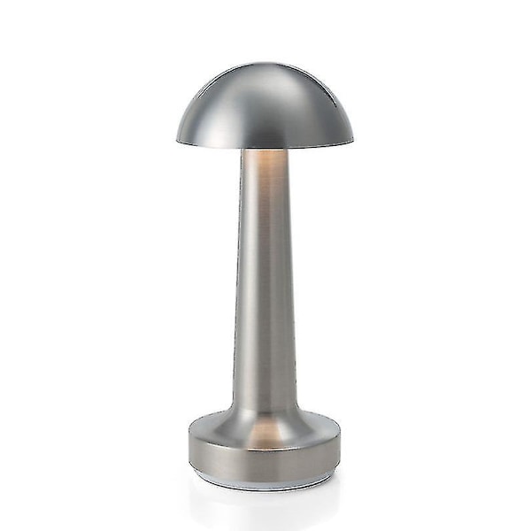 Uppladdningsbar LED-bordslampa med touchsensor, skrivbordslampa, sovrum, restaurang, bar, inredning (silver, svampar)