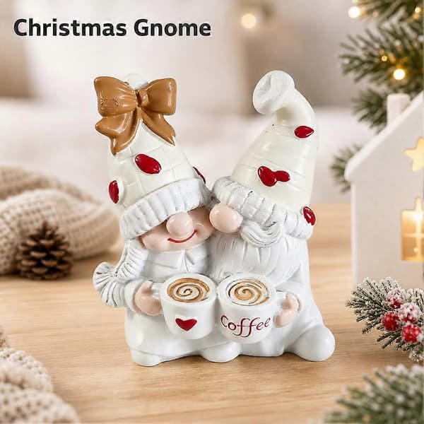 Jul-tomtefigurer - Kaffepar bordsdekoration för julklappar till hemmet