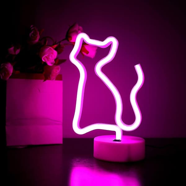 Dww-Pink (Rosa) Icke-LED-skylt med bas Ej batteridriven/USB Heminredning Perfekt för hem, fest och sovrum