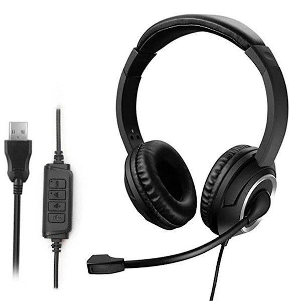 USB-interface computer headset til online undervisning, støjreducerende headset til forretningsbrug, bærbar headset（Som vist）