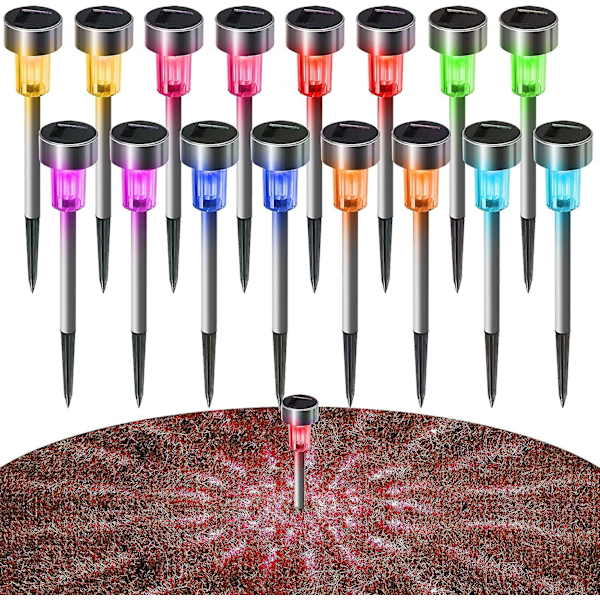 Solcellslampor utomhus - 16-pack solcellslampor för utomhusbruk, vattentäta LED-landskapslampor, solcellslampor för utomhusbruk, gångvägslampor för Y