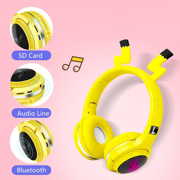 Söt Barn Bluetooth 5.0 Hörlurar 7 Färg Led Headset Stöd Sd-Kort Ljudkabel Hörlurar För Pojkar Och Flickor Barn Present | Bluetooth Hörlurar