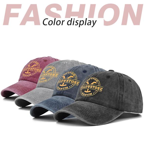 Europeisk og amerikansk graffiti trykt baseball caps Yellowstone silketrykk toppluet laget av gammel buet brem caps Yellowstone solskjerm