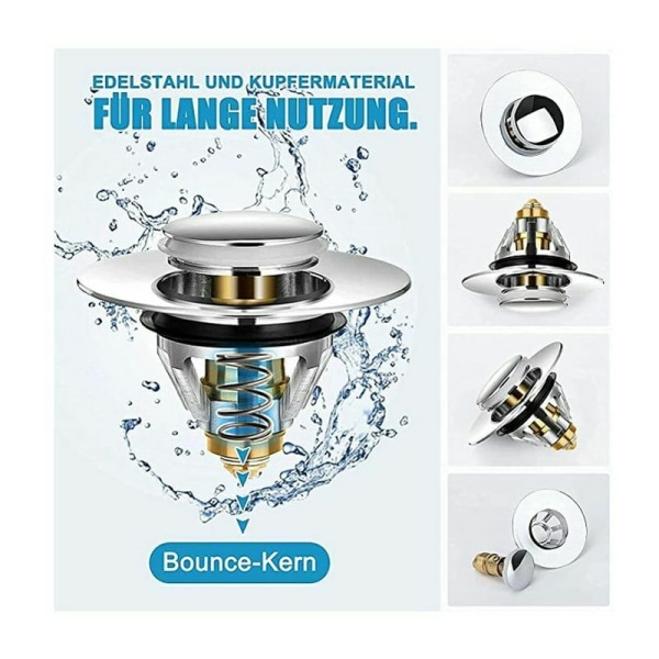 GTA Pop-Up Sink Drain - Universal antiblokerende afløbsfilter, vaskprop, badekarafløb og ventilbadekarprop til køkkenvask