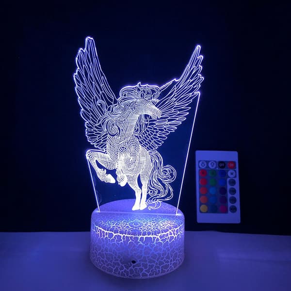 LED Natlampe Enhjørning Serie 3D Illusion Lampe
