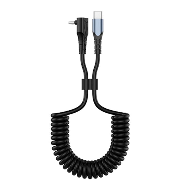 Type-C Hurtigopladningskabel Oplader Datakabel Dobbelt Type-C Hoved Datakabel til Carplay Tilbehør（Sort）