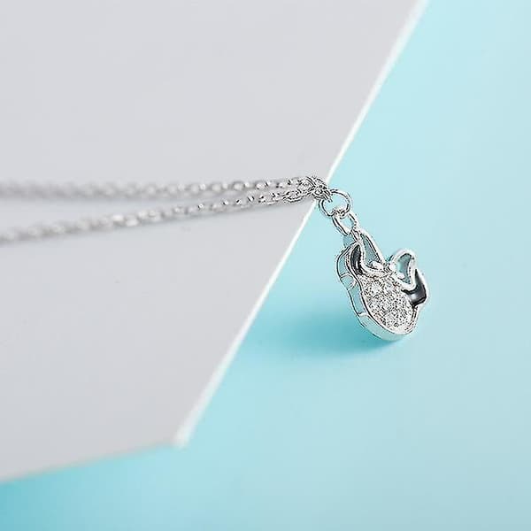 S925 Silverhalsband Klassisk Mors Dag-present för kvinnor och flickor Ko Diamant (Silver)